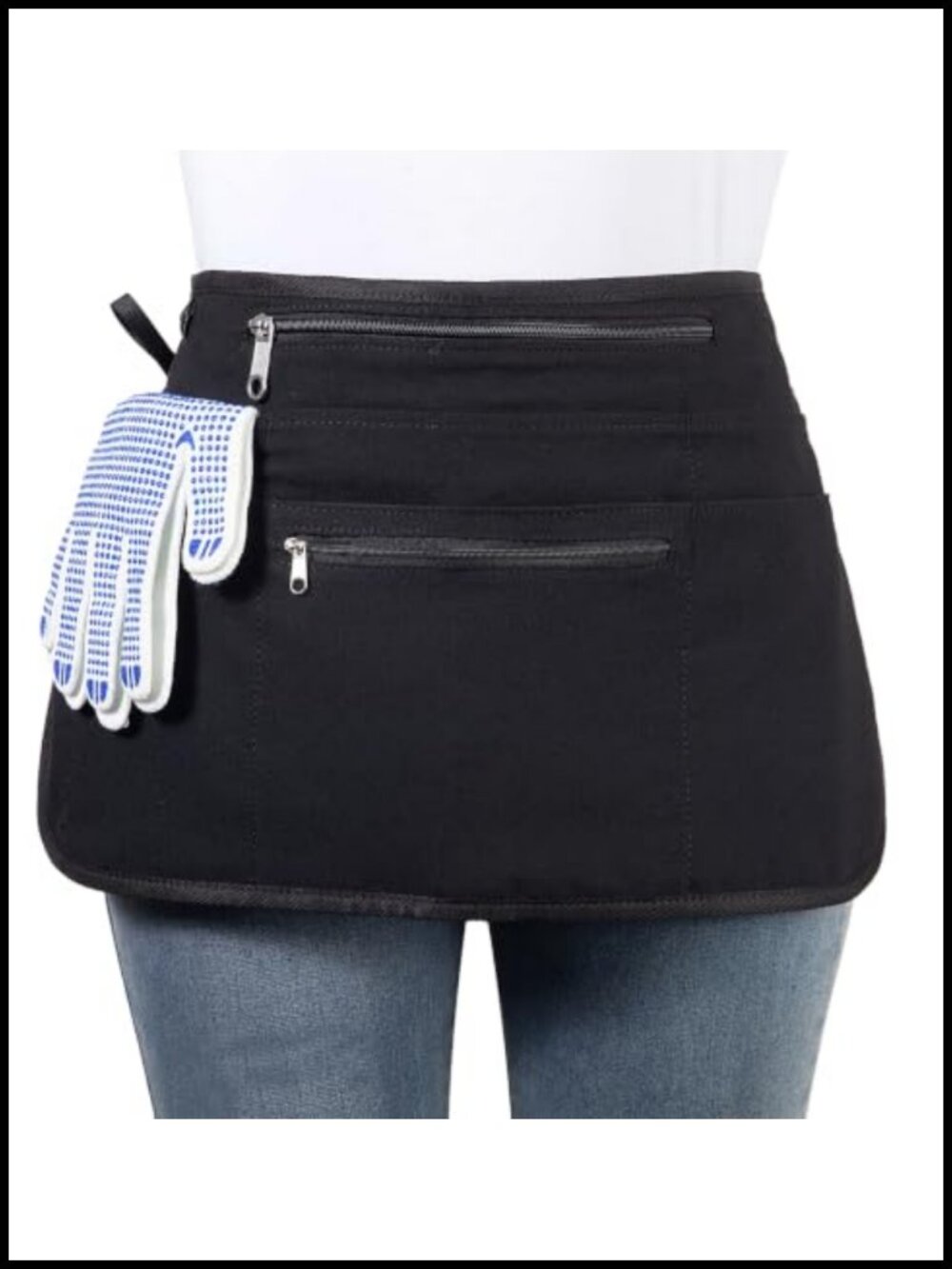 Cotton Half Garden Apron 9 Pockets Zippered Waist Tool Apron
